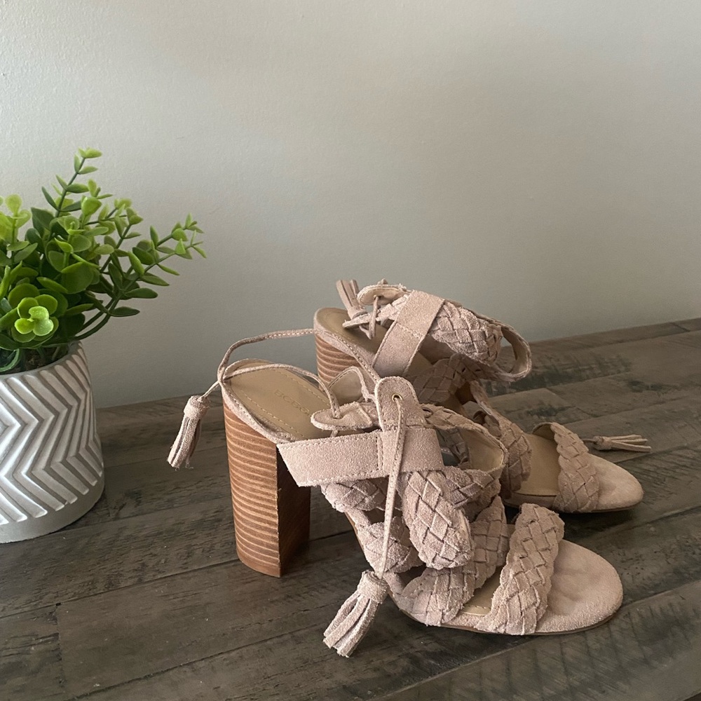BCBG LEDINA block heel sandals real leather 7.5 - Picture 5 of 5